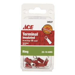 Ace Insulated Wire Ring Terminal Red 10 pk