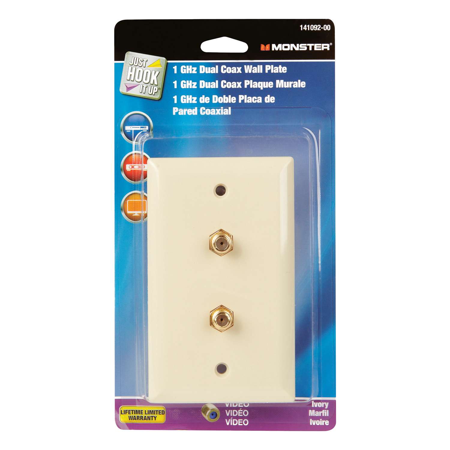 Monster Cable Just Hook It Up Ivory 1 Gang Plastic Coaxial Wall Plate 1 Pk