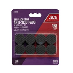 Ace Rubber Self Adhesive Anti-Skid Pad Black Round 1 in. W 16 pk