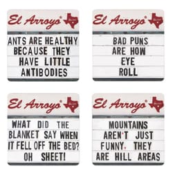 El Arroyo Multicolored Ceramic/Cork Coaster Set