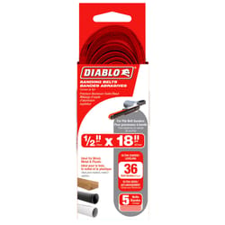 Diablo 18 in. L X .5 in. W Aluminum Oxide Sanding Belt 36 Grit Coarse 5 pc