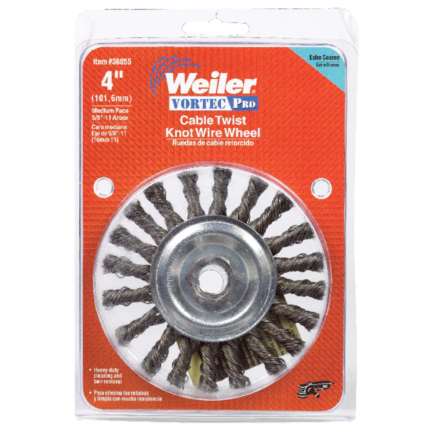 Weiler Vortec Pro 4 in. Cable Twist Wire Wheel Brush Steel 20000 rpm 1 ...