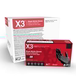 X3 Nitrile Disposable Gloves Medium Black Powder Free 100 pk
