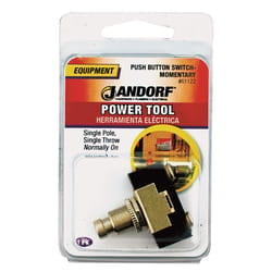 Jandorf 15 amps Single Pole Push Button Power Tool Switch Black/Silver 1 pk