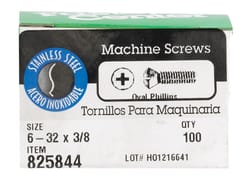 HILLMAN No. 6-32 X 3/8 in. L Phillips Oval Head Stainless Steel Machine Screws 100 pk