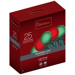 Celebrations Incandescent G40 Globe Green/Red 25 ct String Christmas Lights 24 ft.