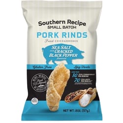 Rudolph Pork Rind Sea Salt and Cracked Pepper Snack 2 oz Bagged