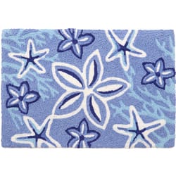 Jellybean 20 in. W X 30 in. L Multi-Color Blue Painted Starfish and Coral Polyester Accent Rug