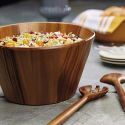 Anolon 11 oz Brown Wood Salad Bowl with Servers 3 pk