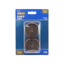 Projex Rubber Furniture Cups Brown Round 1-3/4 in. W 4 pk
