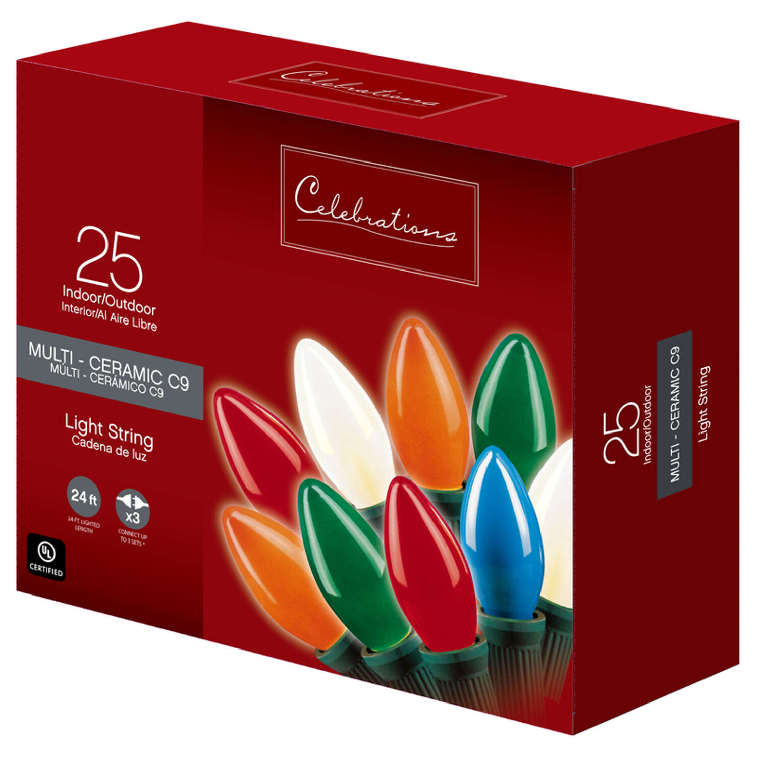 Celebrations 25 Indoor/Outdoor Ceramic C9 Lights 3 Available Pick Your Set 