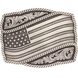 Montana Silversmiths Classic Impressions Waving American Flag Attitude Black/Silver Belt Buckle