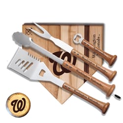 Baseball BBQ MLB Stainless Steel Natural Grill Tool Set 1 pk