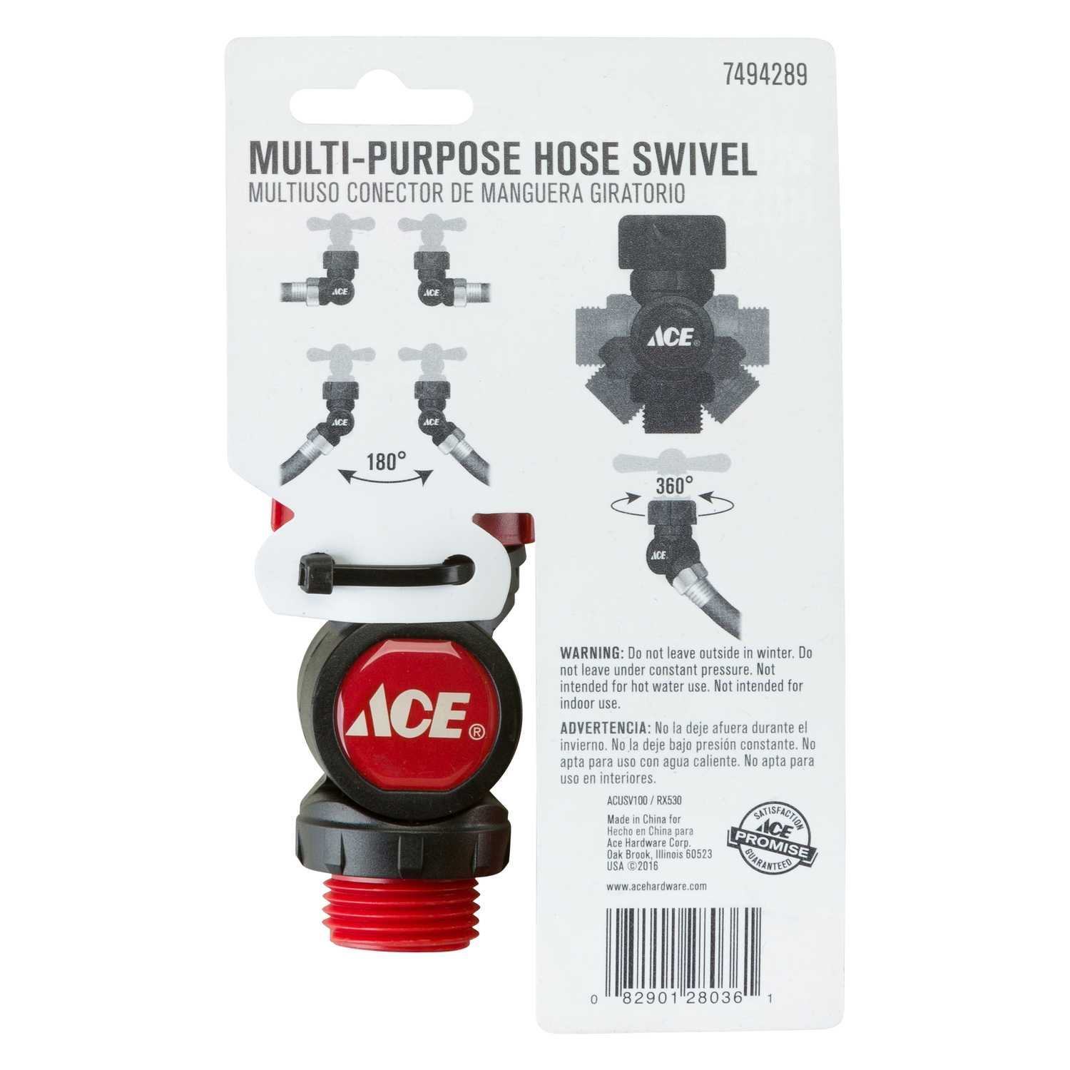 Ace 3/8 in. Plastic Threaded Male/Female Swivel Hose Connector Ace