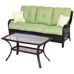 Hanover Orleans 2 pc Chocolate Brown Steel Casual Patio Set Avocado Green