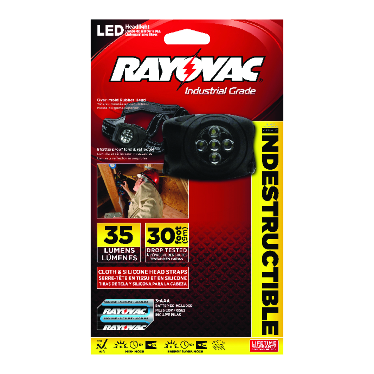 Rayovac Workhorse Pro 35 lm Black LED Headlight AAA Battery