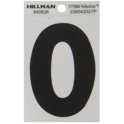 Hillman 3 in. Reflective Black Vinyl Self-Adhesive Letter O 1 pc