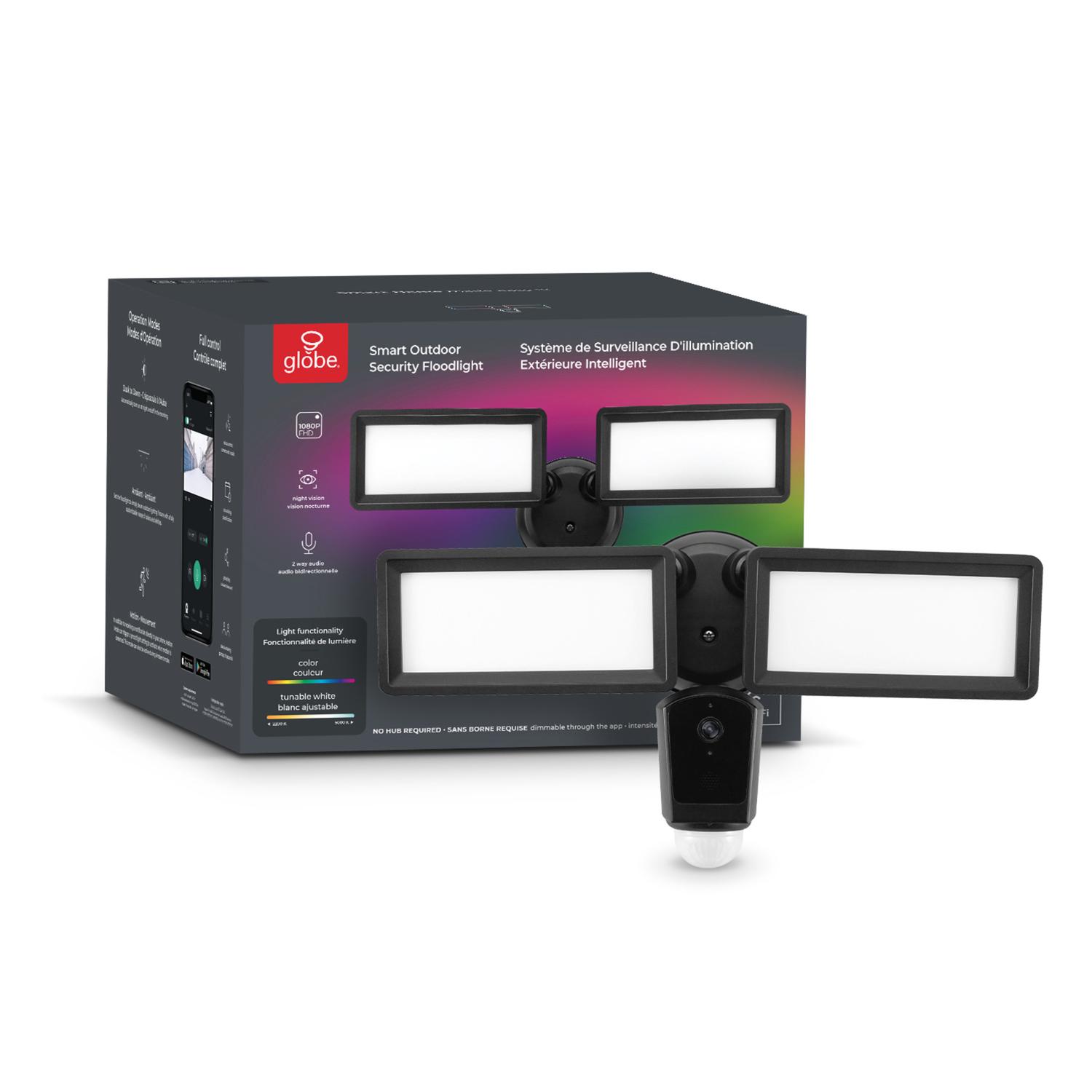 Globe Electric Smart Home Wi-Fi Hardwired LED Black Security Light with Video Camera Sansujyuku sansujyuku.com