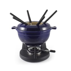 Matte Swissmar Lucerne Blue 2 qt Cast Iron Fondue Set