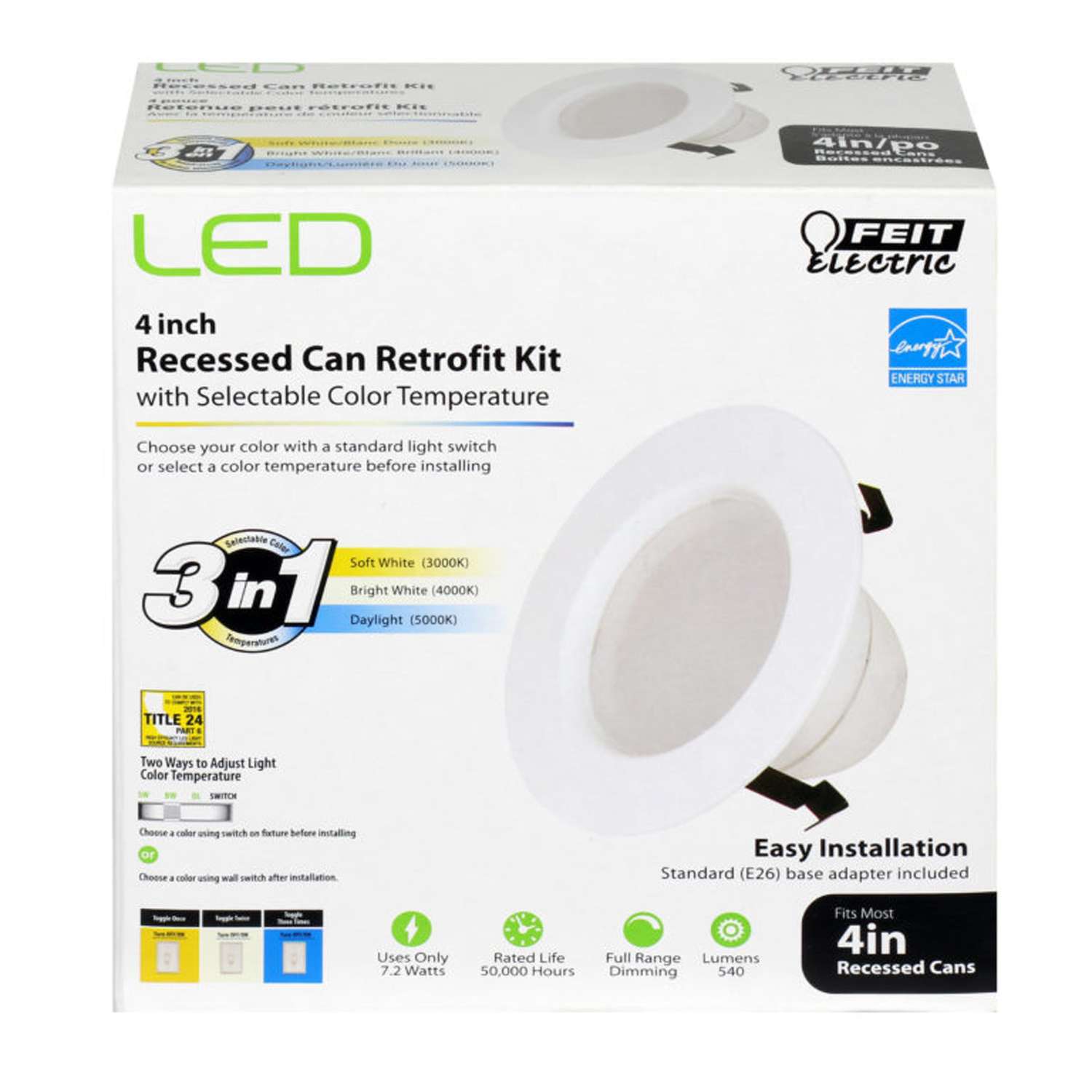 Feit LED Retrofits Gloss White 5 in. W Metal LED Retrofit Recessed
