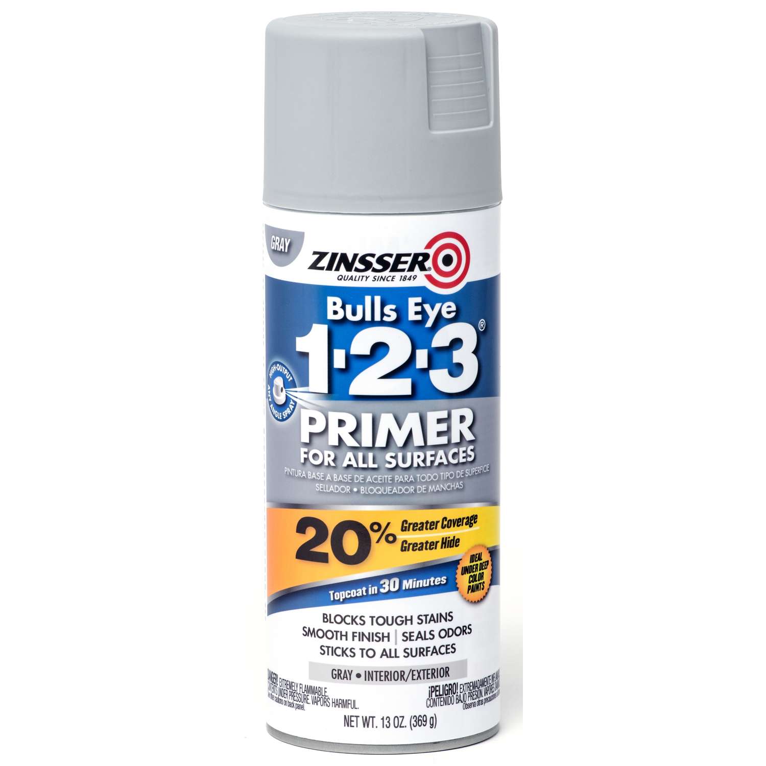 Zinsser Bulls Eye 123 Gray Water-Based Alkyd Primer 13 oz - Ace Hardware