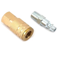 Forney Brass/Steel Air Coupler and Plug Set 1/4 in. Male/Female X 1/4 in. 2 pc