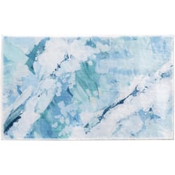 Cozy Living 33 in. W X 21 in. L Aqua Ocean Surf Polyester Accent Rug