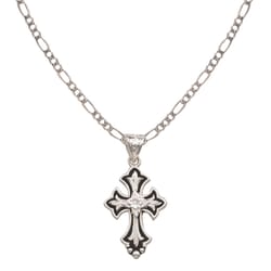 Montana Silversmiths Men's Flower on Cross Fleury Black/Silver Necklace Brass Water Resistant