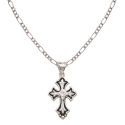 Montana Silversmiths Men's Flower on Cross Fleury Black/Silver Necklace Brass Water Resistant