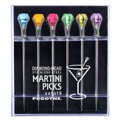 Prodyne Diamond Head Multicolored Acrylic Martini Picks