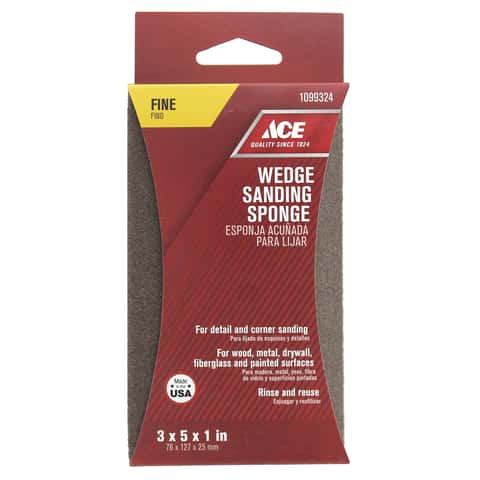 Ace 5 in. L X 3 in. W X 1 in. 400 Grit Super Fine 2-Sided Sanding Sponge -  Ace Hardware