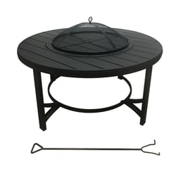 Living Accents 36 in. W Steel Round Wood Fire Table