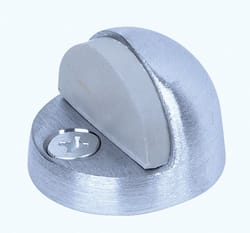 Tell 2 in. W Aluminum Satin Chrome Silver Door Stop Mounts to floor 1-3/4 in.