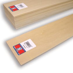 Midwest Products 1/4 in. X 4 in. W X 24 ft. L Basswood Sheet #2/BTR Premium Grade