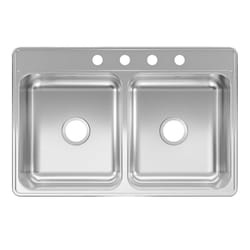 Kindred Creemore Stainless Steel Top Mount 33 in. W X 22 in. L Double Bowl Kitchen Sink