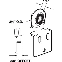 Prime-Line 3/4 in. D X 1/4 in. L Mill Plastic/Steel Roller Assembly 2 pk