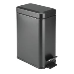 iDesign 1.32 gal Black Stainless Steel Rectangle Step Can Wastebasket
