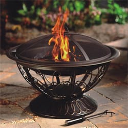 AZ Patio Heater 30 in. W Metal Scroll Round Wood Fire Pit