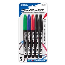 Bazic Products Assorted Fine Tip Permanent Marker 5 pk