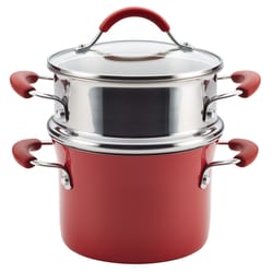 Rachael Ray Aluminum Stock Pot w/Steamer 3 qt Red