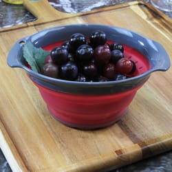 Squish Gray/Pink Polypropylene/TPR Collapsible Colander 3 cups