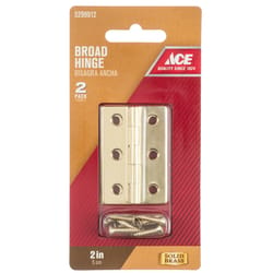 Ace 2 in. W X 1-3/8 in. L Polished Brass Brass Broad Hinge 2 pk