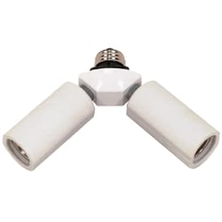 Satco Plastic Medium Base Twin Light Socket Adapter 1 pk