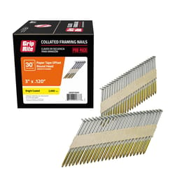 Grip-Rite 3 in. L X 12 Ga. Angled Strip Bright Framing Nails 30 deg 2000 pk