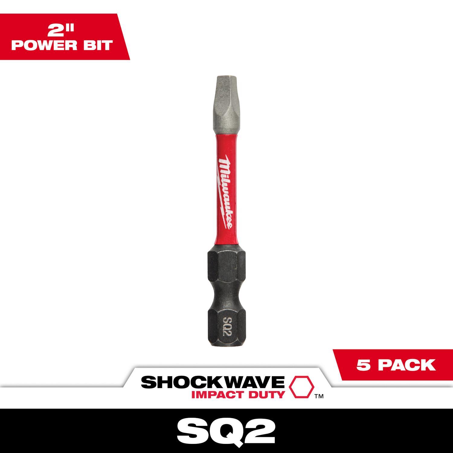 Photos - Drill Bit Milwaukee Shockwave Square #2 X 2 in. L Screwdriver Bit Steel 5 pk 48-32-4 