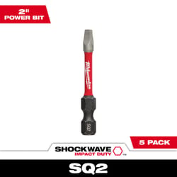 Milwaukee Shockwave Square #2 X 2 in. L Screwdriver Bit Steel 5 pk