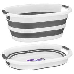 Superio Brand Gray/White Plastic Collapsible Laundry Basket