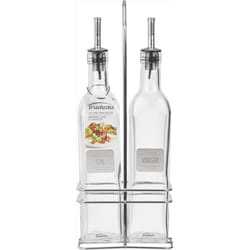 Trudeau Clear/Silver Glass/Stainless Steel Oil&Vinegar Caddy Set 16.91 oz