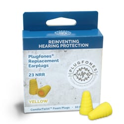 Plugfones ComforTwist 29 dB Soft Foam Replacement Tip Replacement Ear Plugs Yellow 5 pair