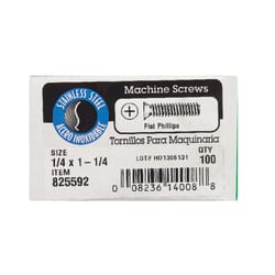 HILLMAN No. 1/4-20 X 1-1/4 in. L Phillips Flat Head Stainless Steel Machine Screws 1 pk